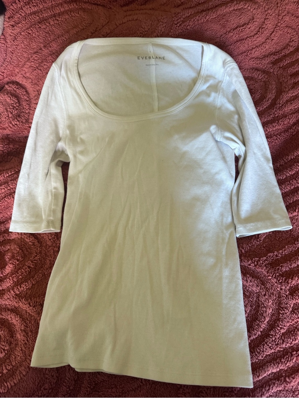 Everlane White Scoop-Neck Ribbed Tee